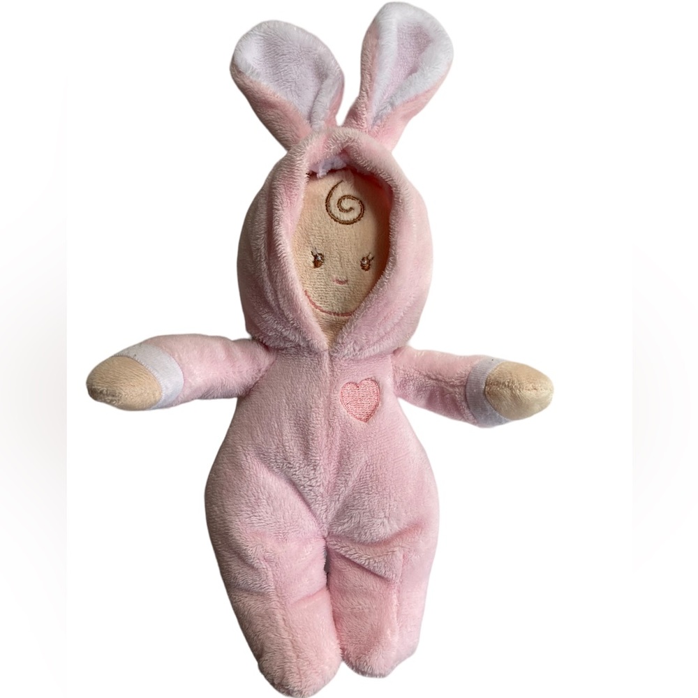 Baby Ganz PJ Bunny Baby Doll Dolly 12" Stuffed Plush Pink White HE9934